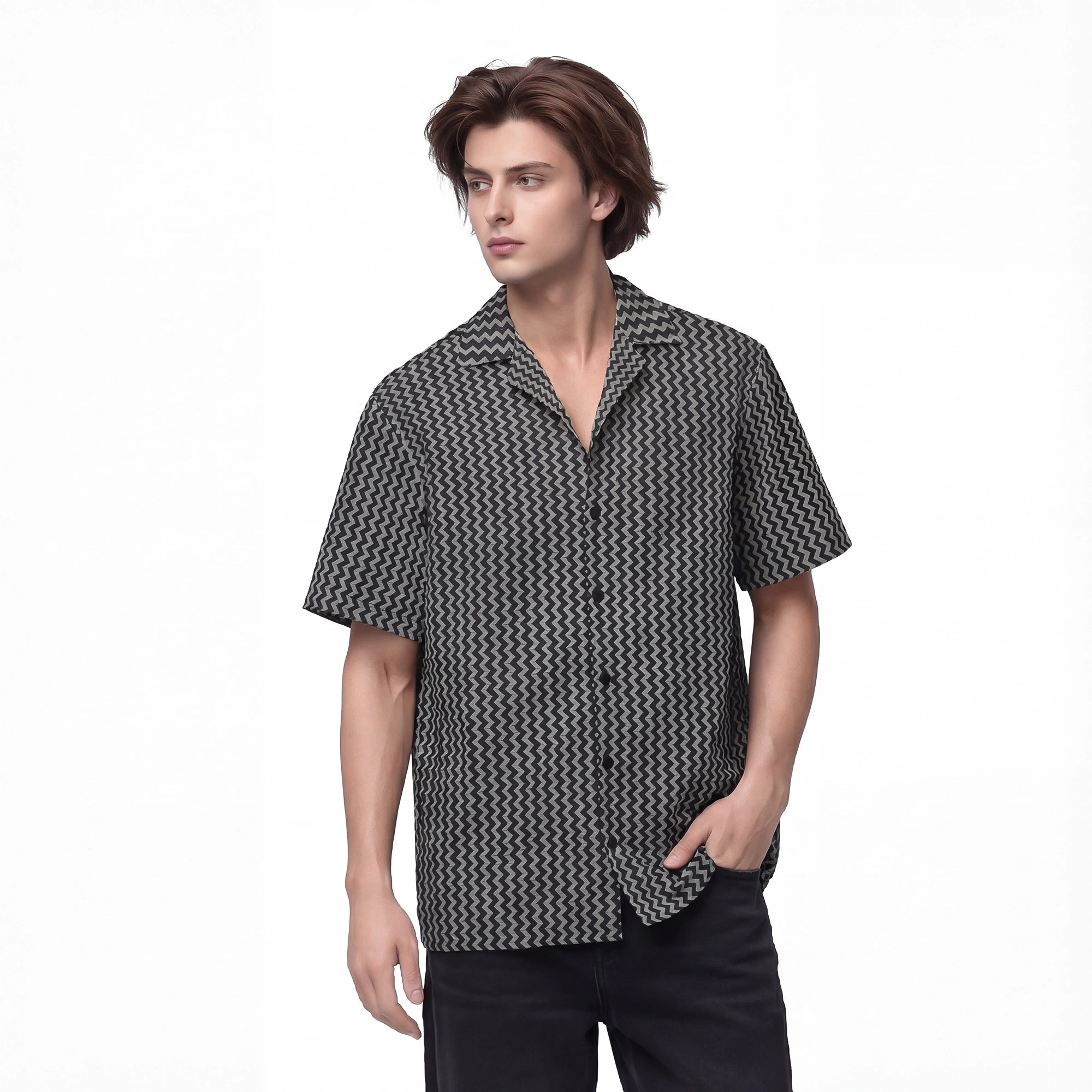 シルクスクリーン zigzag man Zigzag Men's Short Sleeve Shirt | HOLO Streetwear