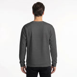 Back view of a men’s all-over printed sweatshirt. Features the same mirrored design as the front.
