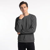 Front view of a men’s all-over printed sweatshirt by HOLO streetwear. DripDots design features a unique pattern of small circles with four-point stars inside, creating a striking visual effect when viewed from a distance.
