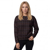 Front view of a woman wearing Ink Mark Women's Sweatshirt with an intricate all-over print.