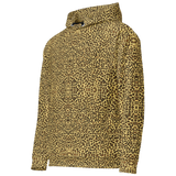 Front-left view of the Leopard Code women’s all-over print hoodie by HOLO Streetwear, featuring a bold leopard pattern.