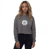 Front view of a women’s crop hoodie Star Snake in Storm color.