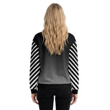 Back view of a all over print women’s sweatshirt. Features the same mirrored design as the front.